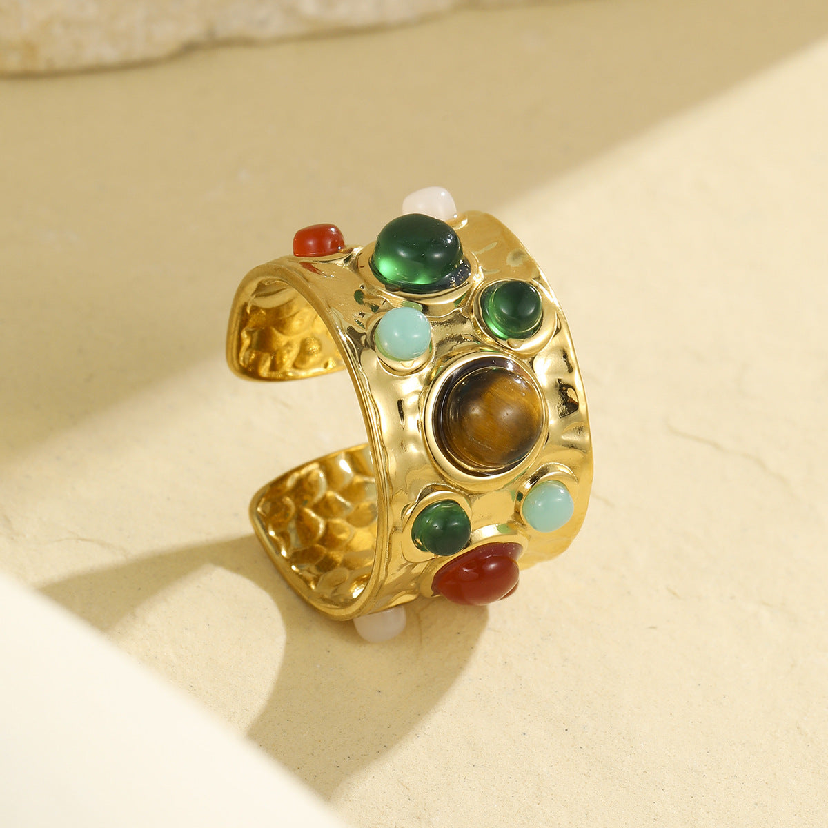 Wholesale French court style multi-gemstone open retro ring